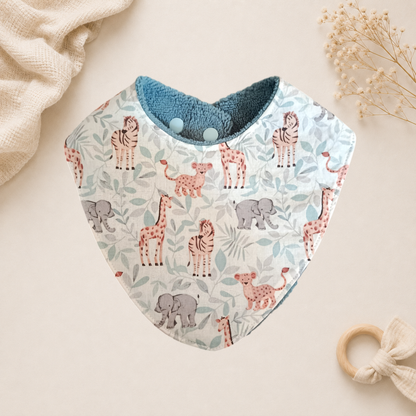Bavoir bébé artisanal motif jungle Raph’&Rom
