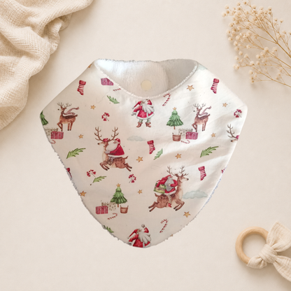 Bavoir bébé artisanal Raph’&Rom pere noel