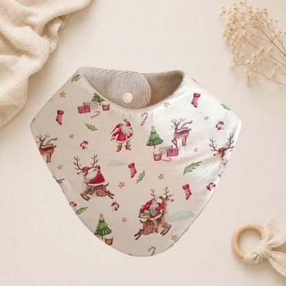 Bavoir bébé artisanal Raph’&Rom pere noel