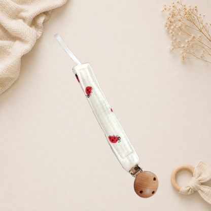 Attache-tétine bébé coccinelle fait main Raph’&Rom