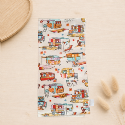 Emballage réutilisable pour sandwich pain de mie fait main en France motif caravane 