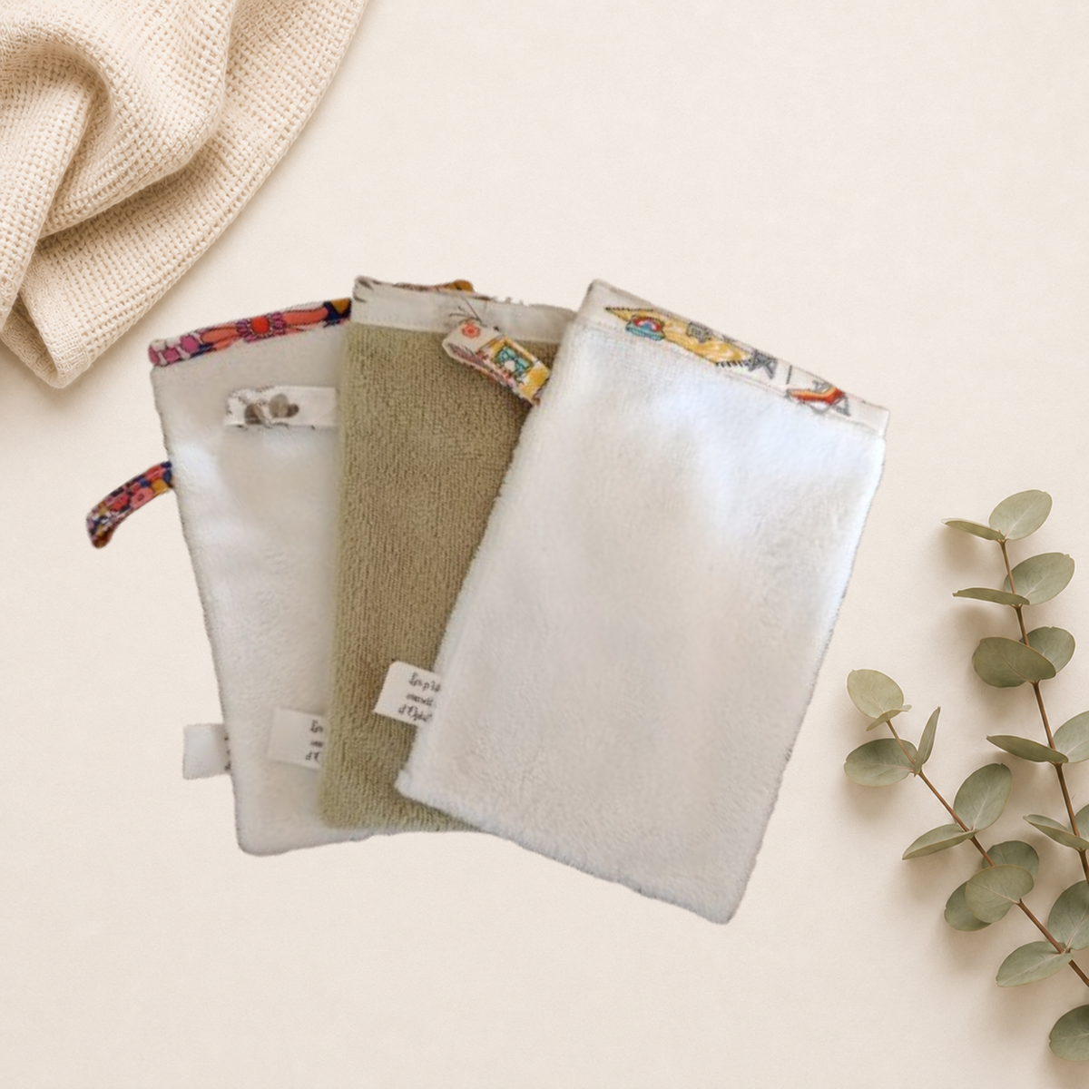 Gant de toilette fait main 3 gants