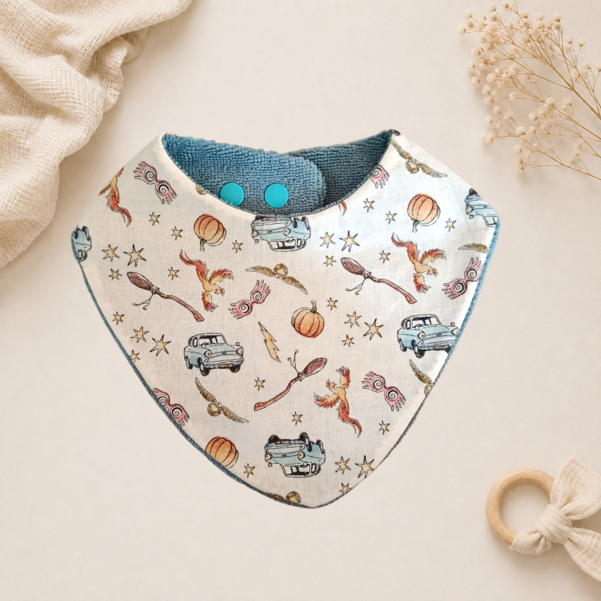 Bavoir bébé artisanal Raph’&Rom harry potter
