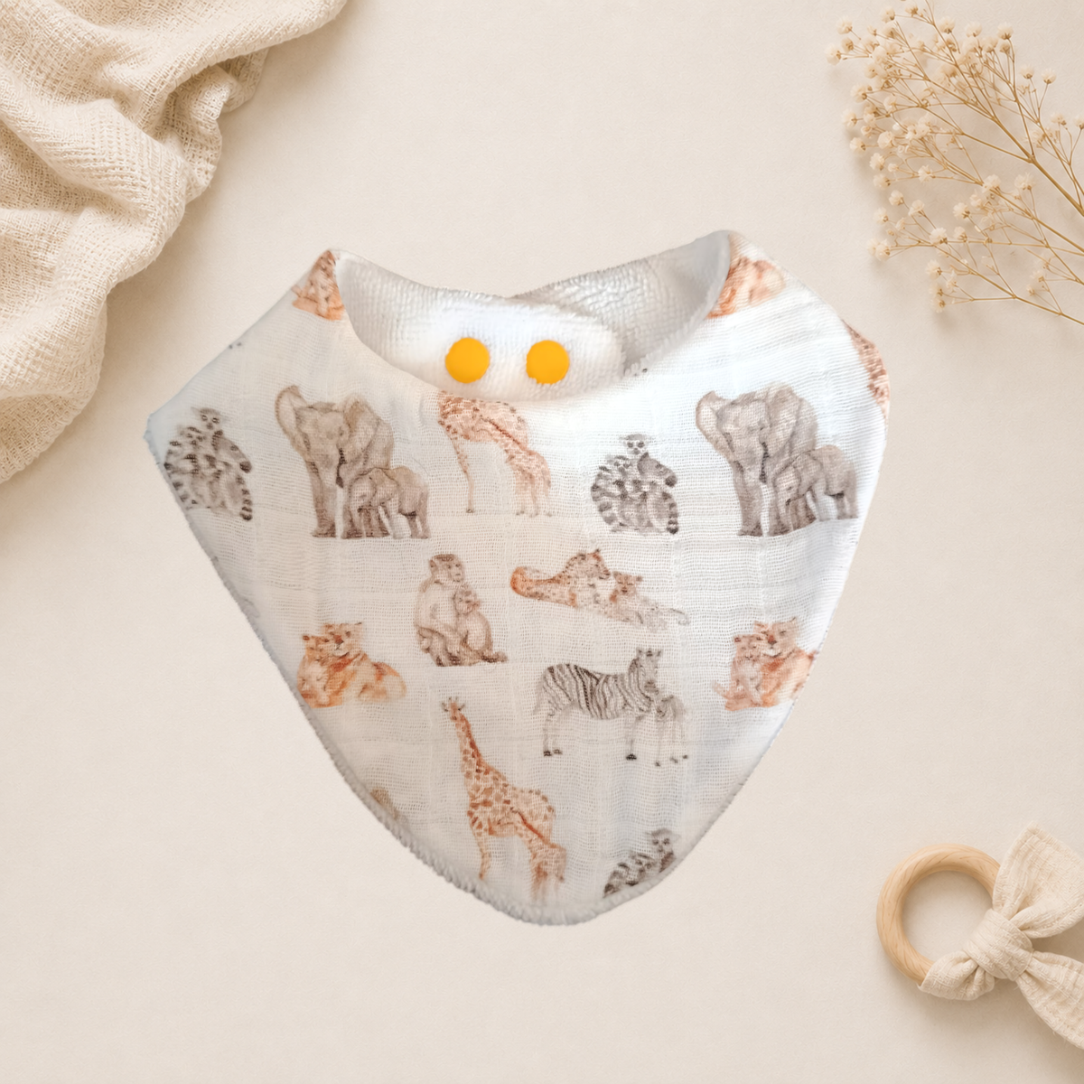 Bavoir bébé artisanal motif jungle Raph’&Rom