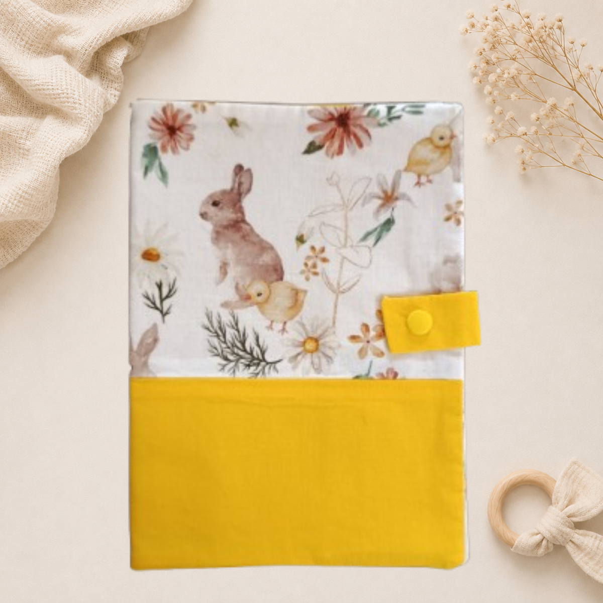 Protège carnet de santé artisanal Raph’&Rom lapin