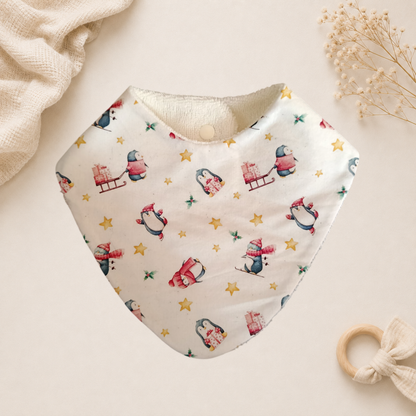 Bavoir bébé artisanal Raph’&Rom pinguin