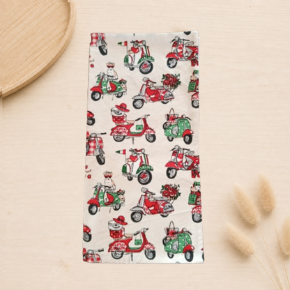 Emballage réutilisable pour sandwich pain de mie fait main en France scooter vespa italie rouge vert