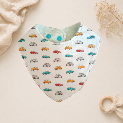 Bavoir bébé artisanal Raph’&Rom voiture
